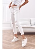 White denim pants with holes 20406 - Online store - Boutique